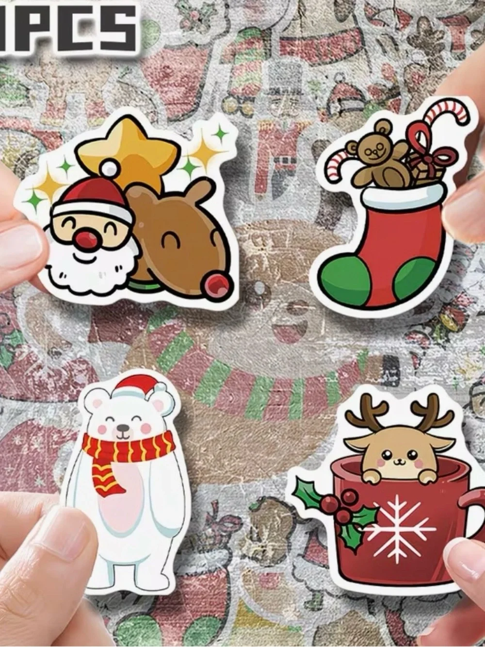 50 Christmas Cartoon Stickers Cute & Festive Crafts Kids School Party